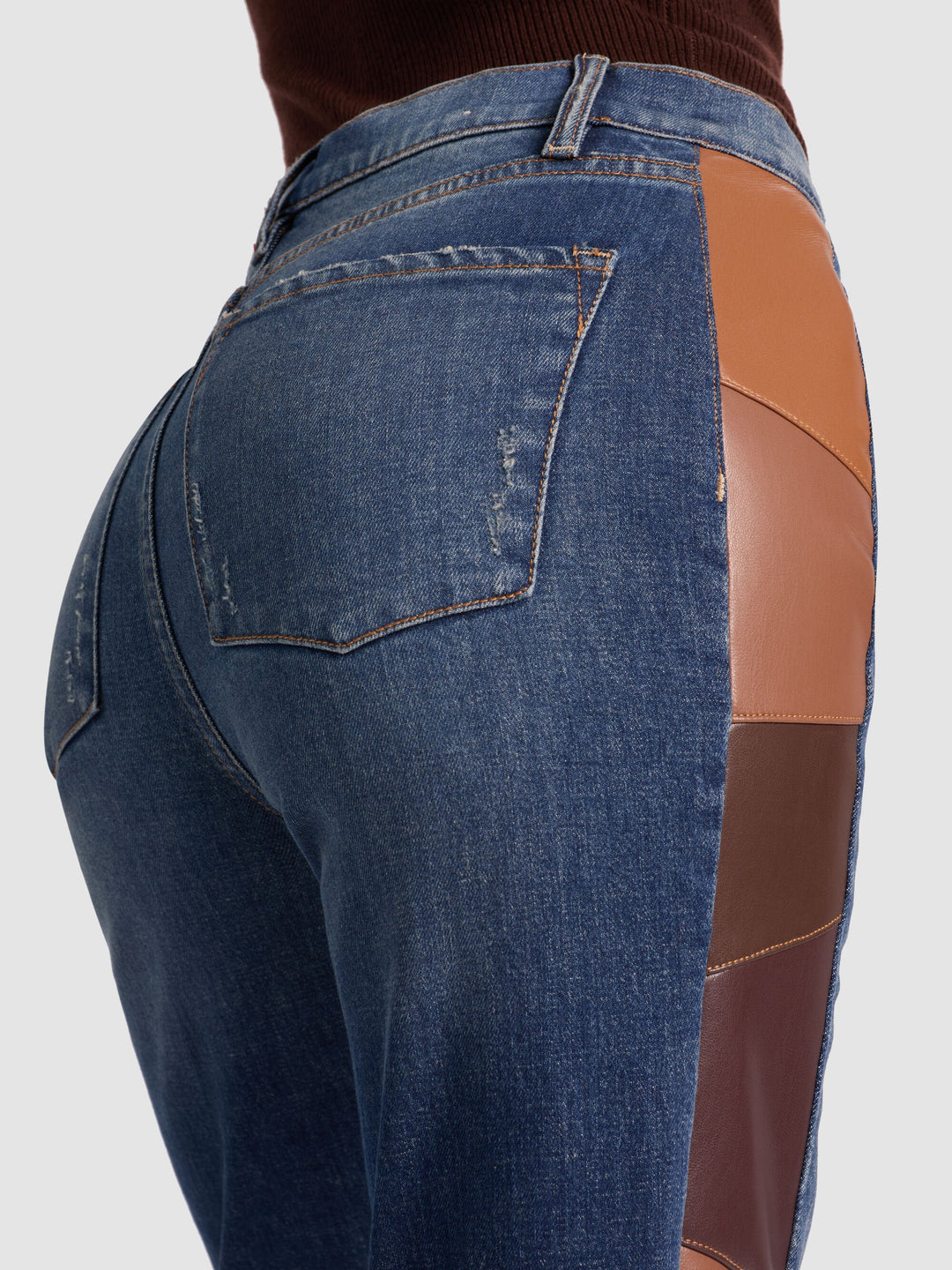 SB VEGAN PATCHWORK JEAN - Darby Vintage Blue/Dark Choc