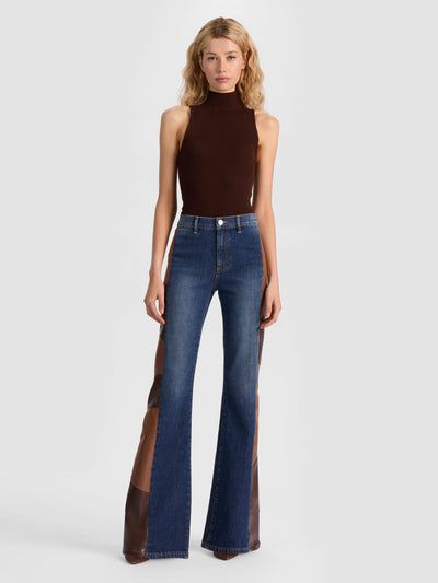 SB VEGAN PATCHWORK JEAN - Darby Vintage Blue/Dark Choc