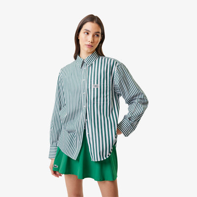 LACOSTE X BANDIER STRIPED COTTON POPLIN SHIRT