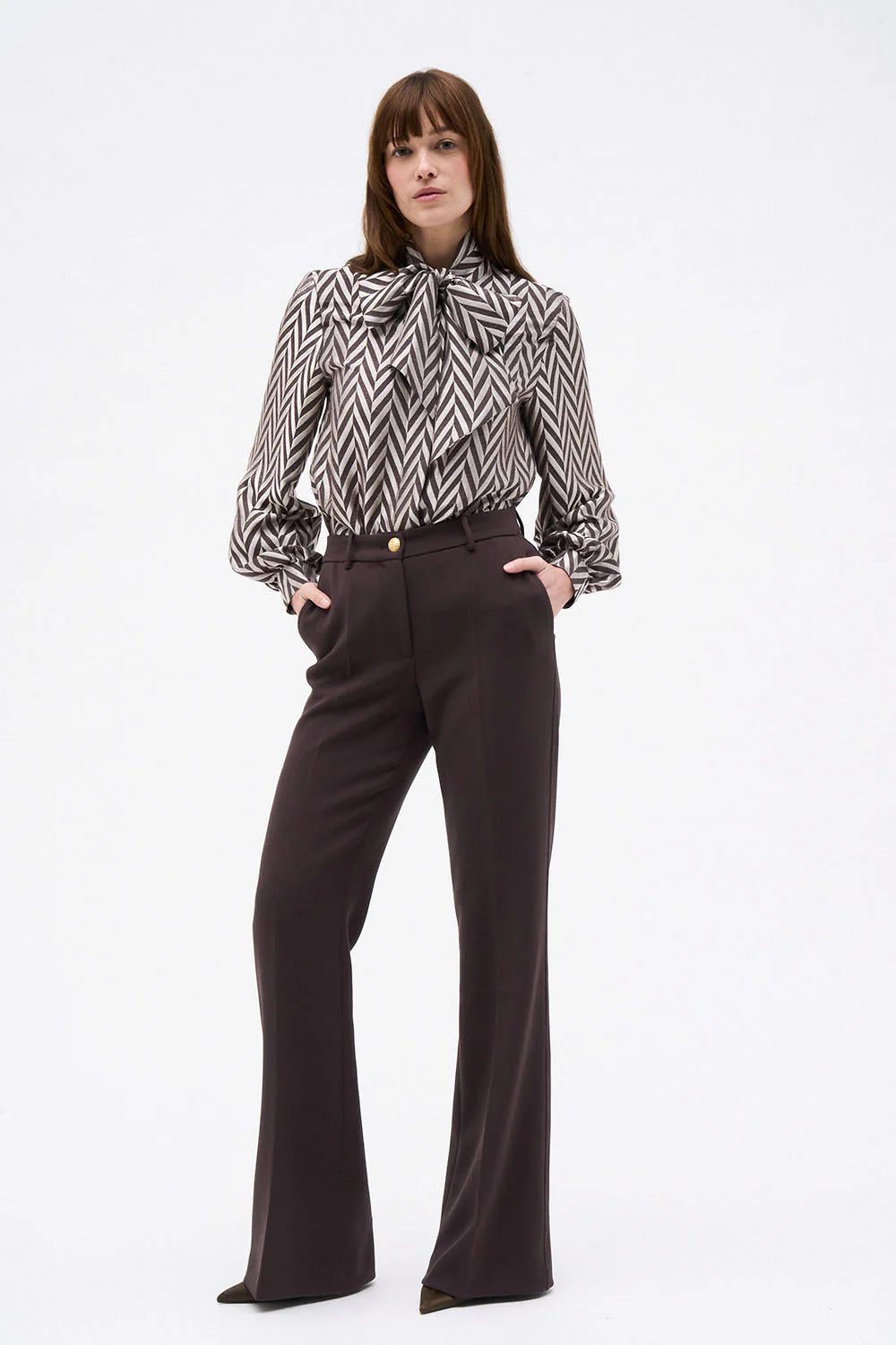 CHEVRON BLOUSE - Rose/Black