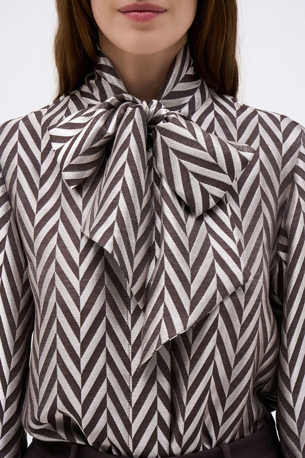 CHEVRON BLOUSE - Rose/Black