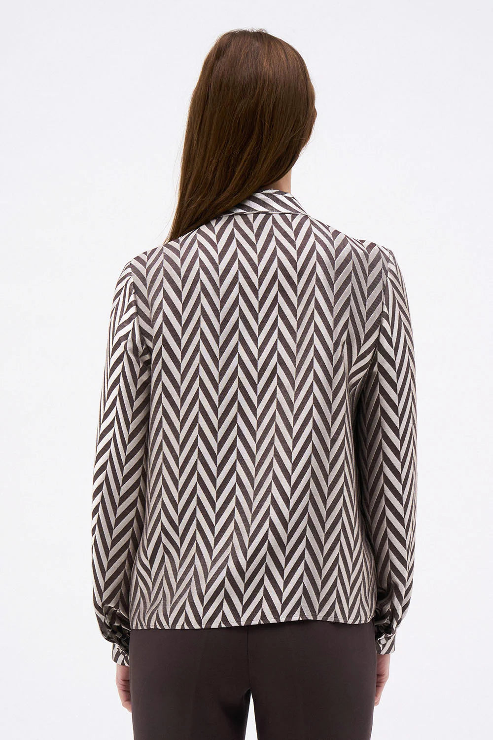 CHEVRON BLOUSE - Rose/Black