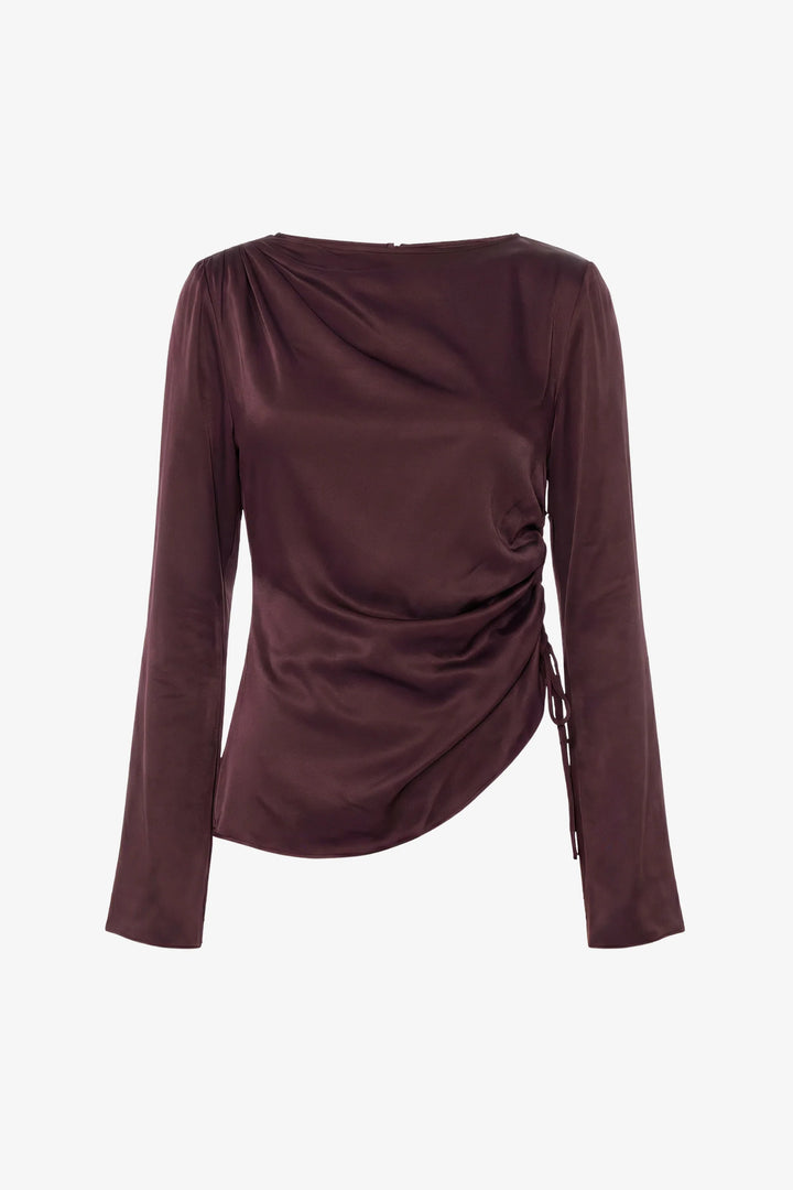 Cilina Long Sleeve Ruched Top - Garnet