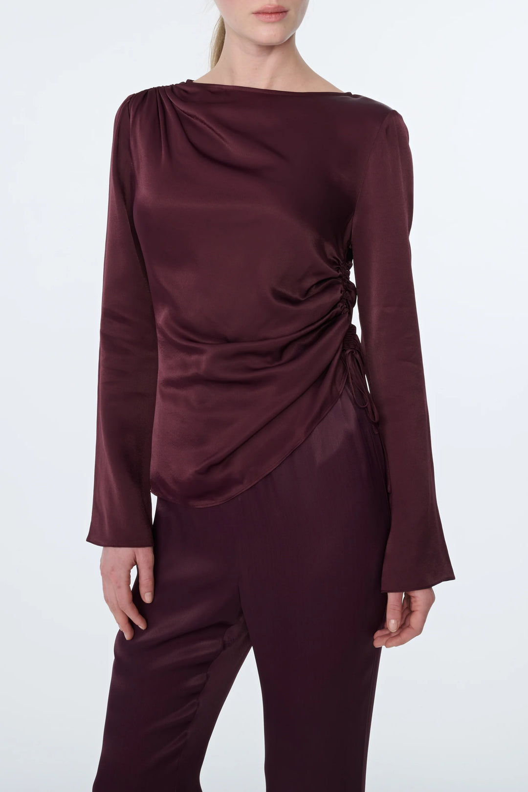Cilina Long Sleeve Ruched Top - Garnet