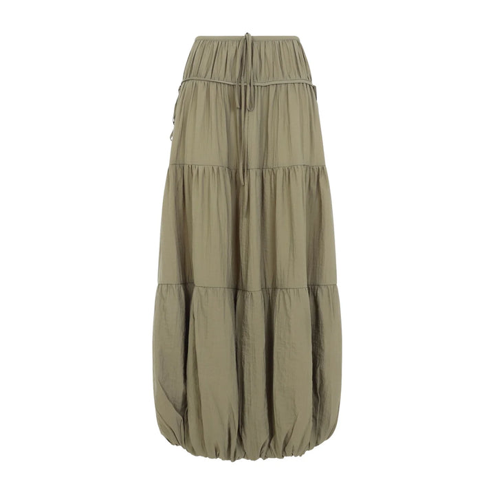 Soft Gathered Bubble Skirt - Dark Green