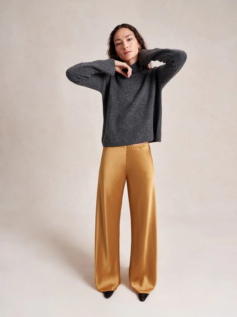 SATIN COLBY PANT - Mustard