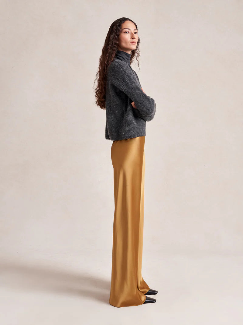 SATIN COLBY PANT - Mustard