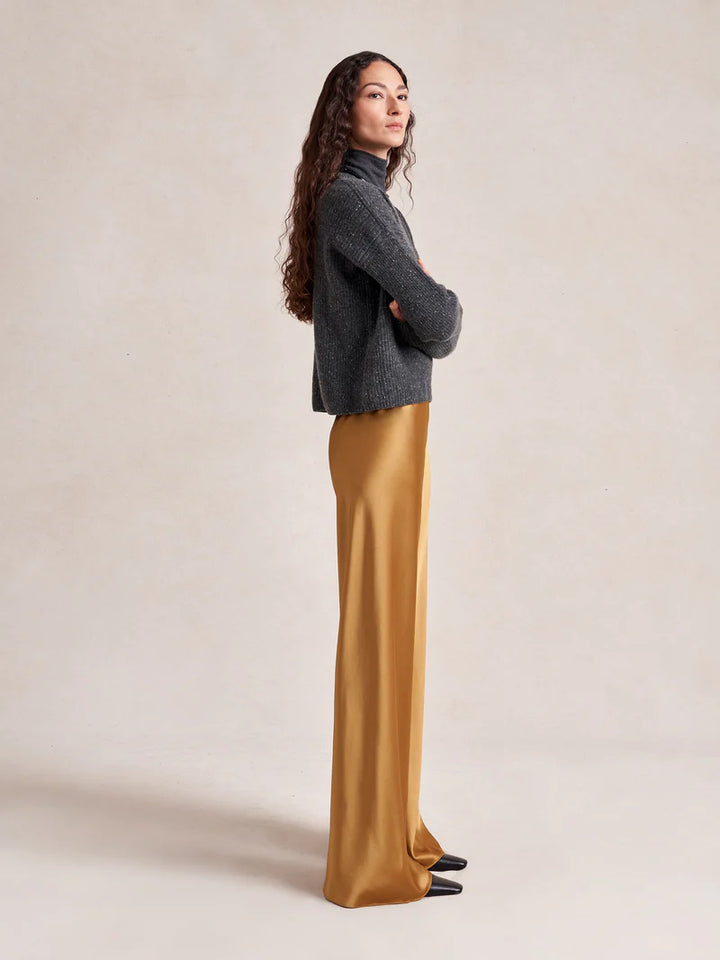 SATIN COLBY PANT - Mustard