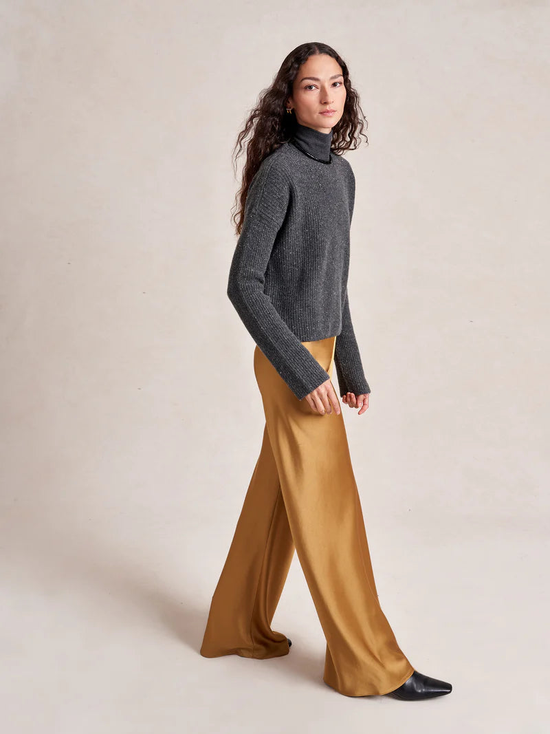 SATIN COLBY PANT - Mustard
