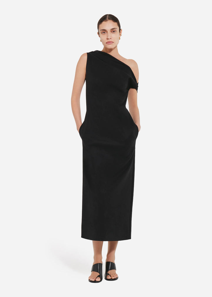Draped Back Dress - Black