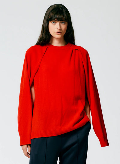 Feather Weight Cashmere Easy Cocoon Tunic - Red
