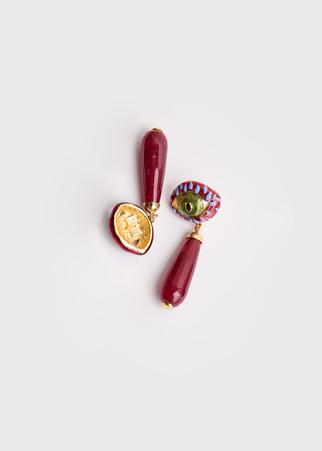 Burgundy Cat Eye Drop Earrings