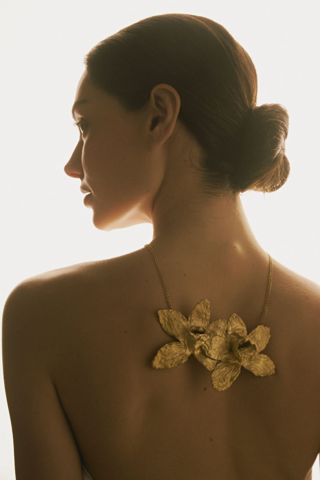 Cymbidium Orchid Brooch/Pin/Necklace - Gold