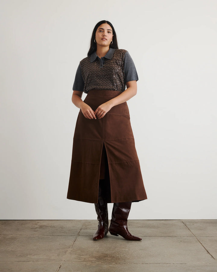 Camilla Knit Top - DARK HEATHER GREY/BRONZE MULTI