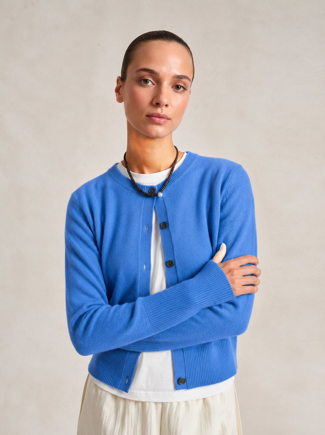 Lean Lines Cashmere Cardigan - Cadet Blue