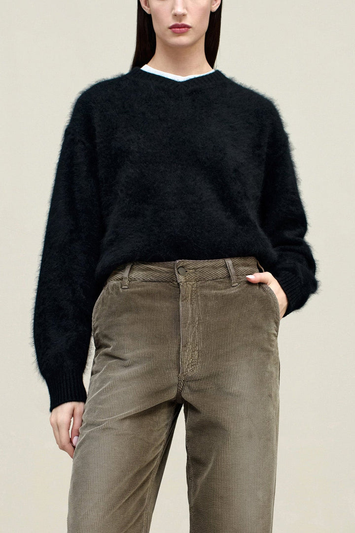 Lena V-Neck in Brushed Cashmere - Black