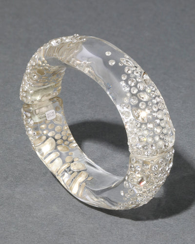 Confetti Crystal Lucite Hinge Bracelet - Clear