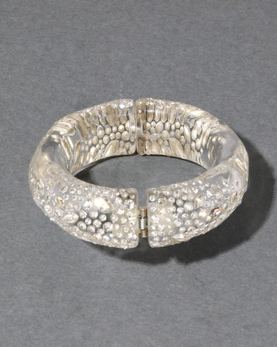 Confetti Crystal Lucite Hinge Bracelet - Clear