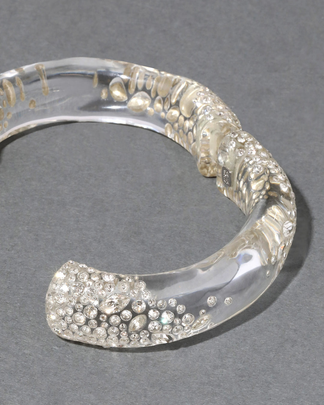 Confetti Crystal Lucite Hinge Bracelet - Clear