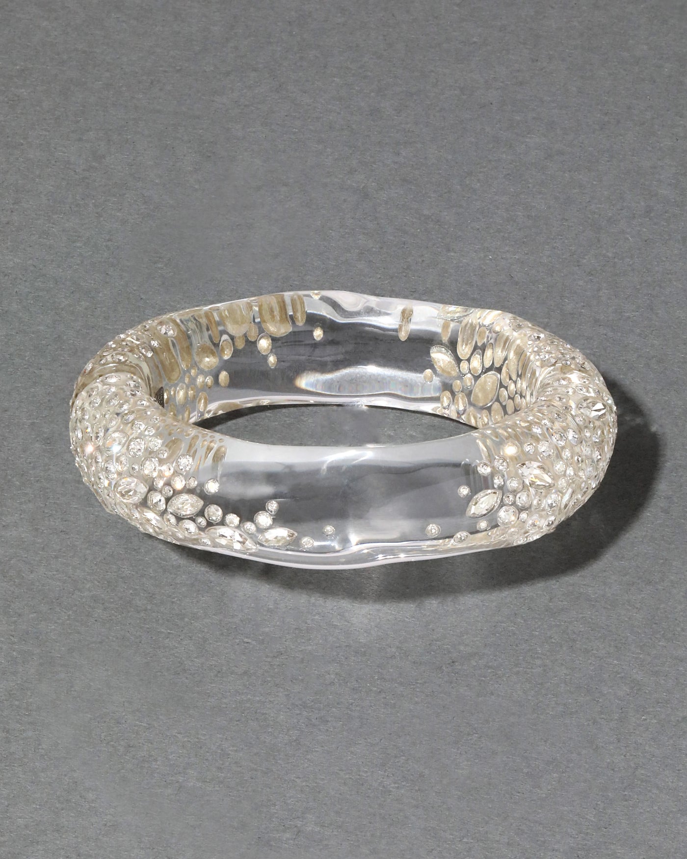 Confetti Crystal Lucite Hinge Bracelet - Clear