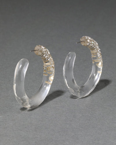Confetti Crystal Lucite Hoop Earring - Clear