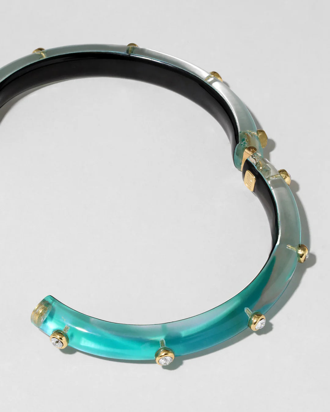 Crystal Studded Lucite Hinge Bracelet - More Colors Available