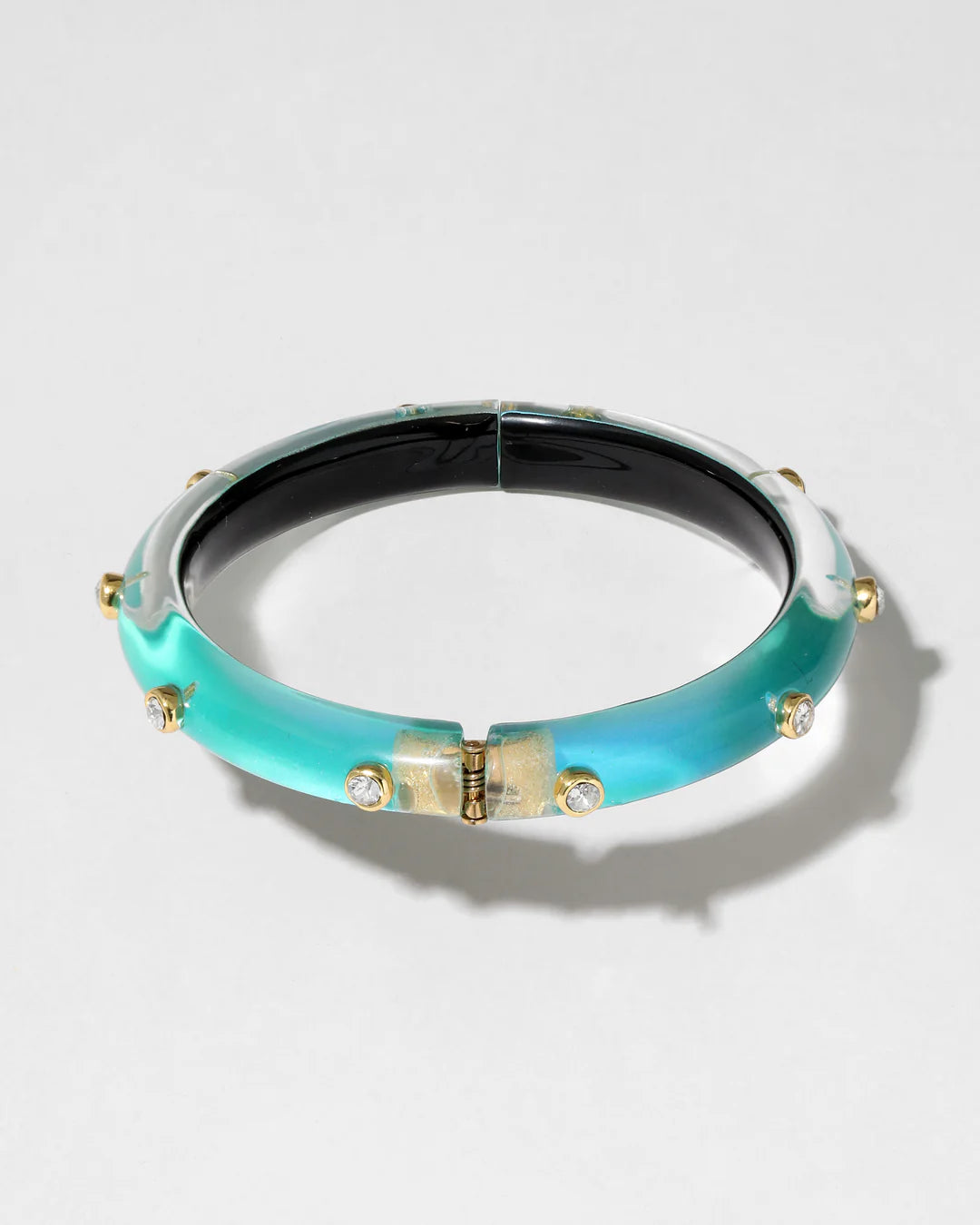 Crystal Studded Lucite Hinge Bracelet - More Colors Available