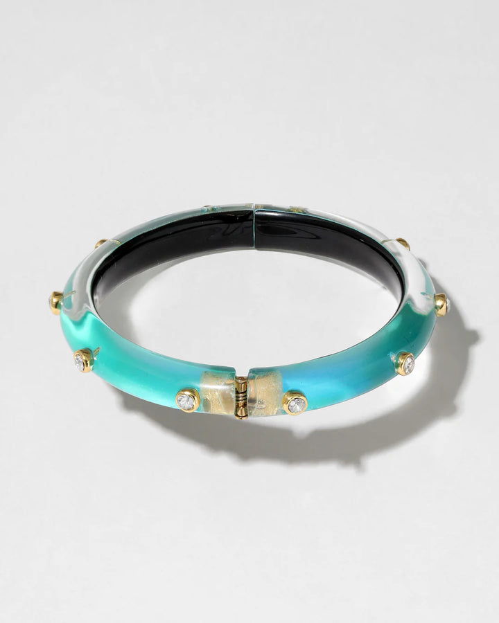 Crystal Studded Lucite Hinge Bracelet - More Colors Available