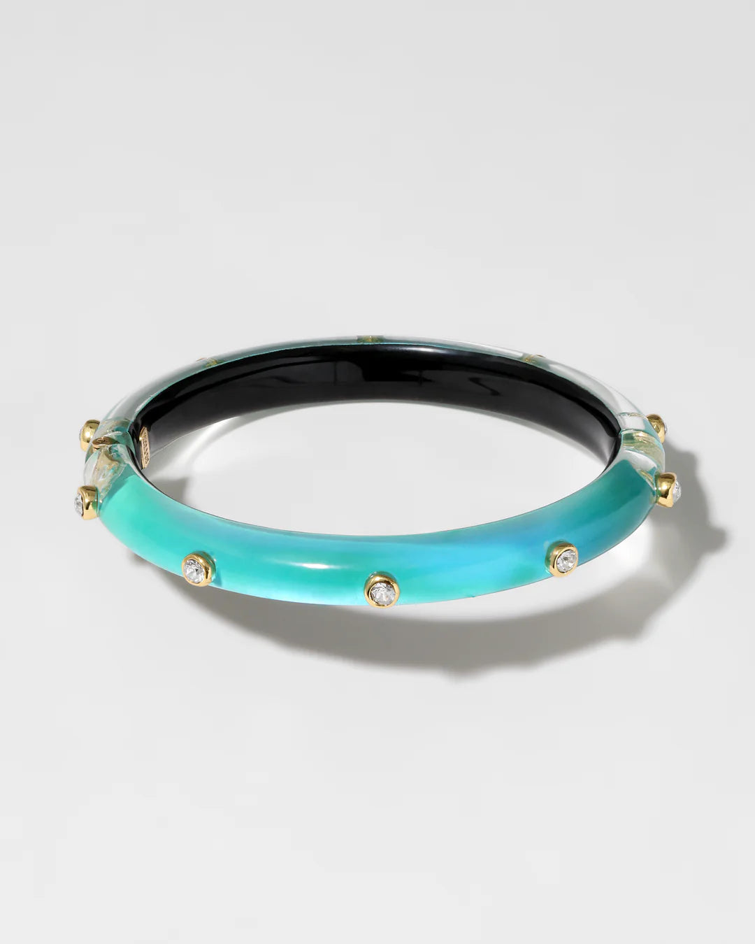 Crystal Studded Lucite Hinge Bracelet - More Colors Available