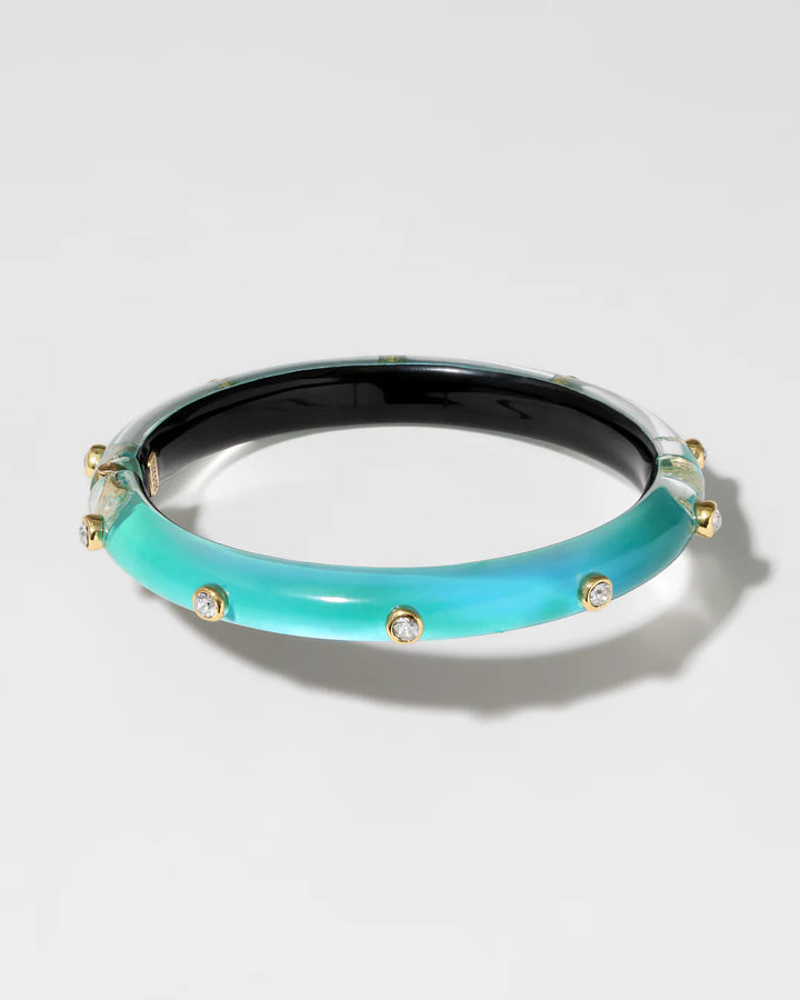 Crystal Studded Lucite Hinge Bracelet - More Colors Available