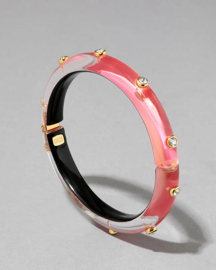 Crystal Studded Lucite Hinge Bracelet - More Colors Available