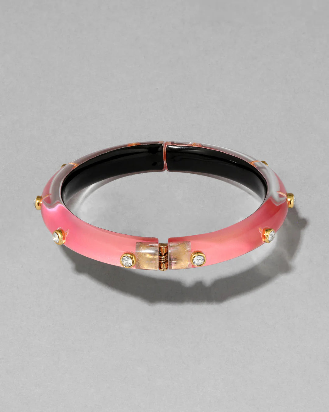 Crystal Studded Lucite Hinge Bracelet - More Colors Available