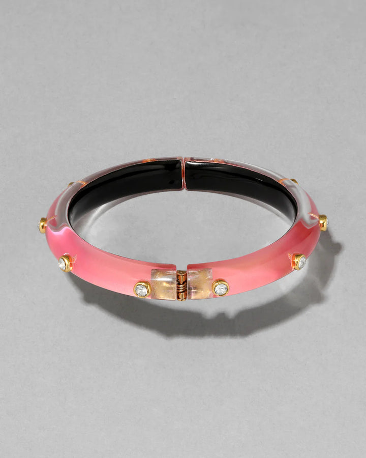 Crystal Studded Lucite Hinge Bracelet - More Colors Available