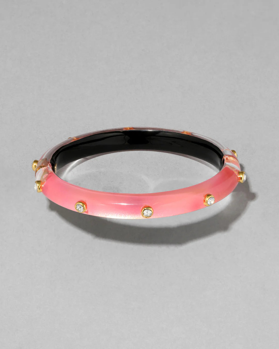 Crystal Studded Lucite Hinge Bracelet - More Colors Available