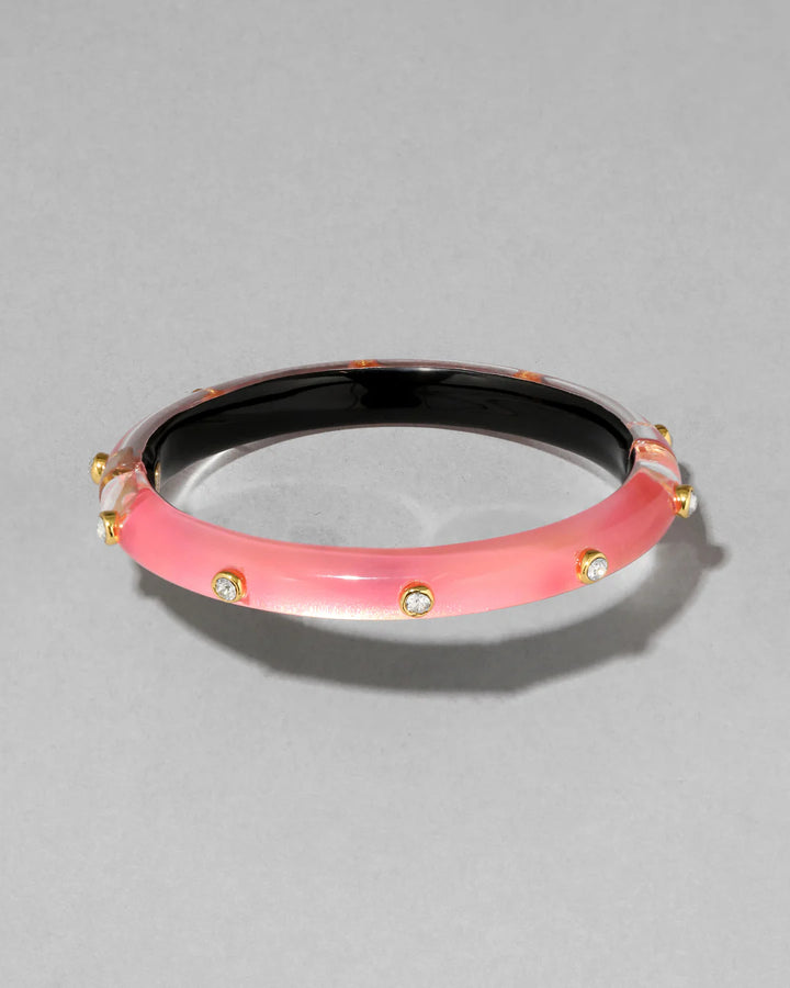 Crystal Studded Lucite Hinge Bracelet - More Colors Available