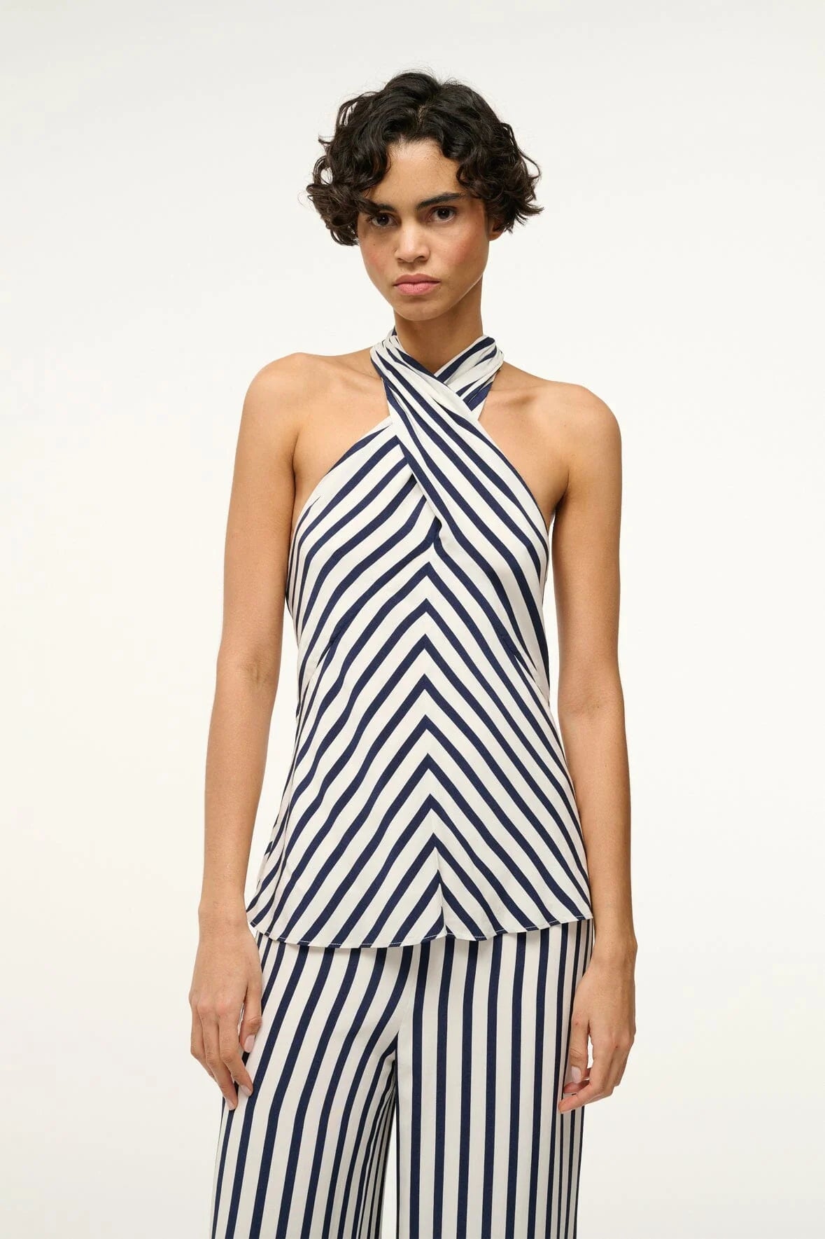 DAWN TOP - WHITE NAVY STRIPE
