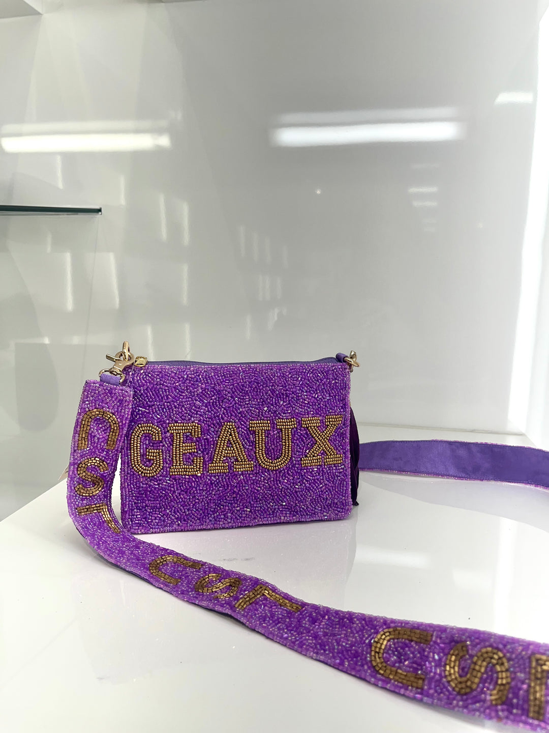 LSU Logo Beaded Handbag