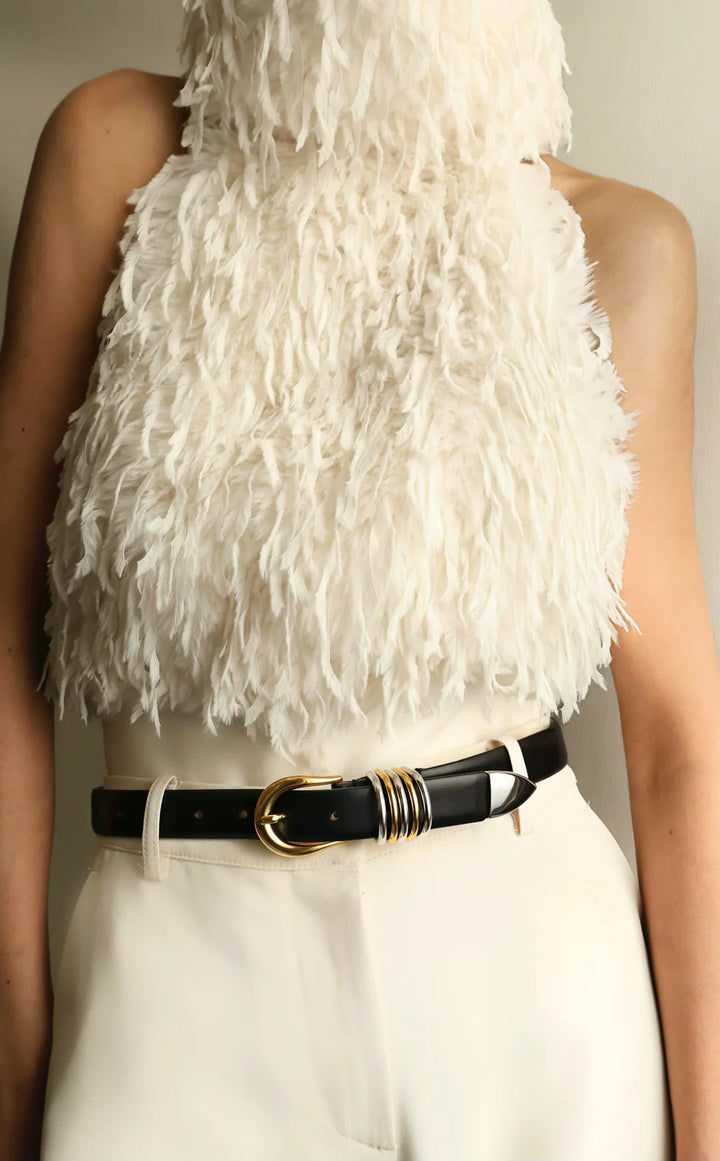 Constance Mixed Metal Belt - Black