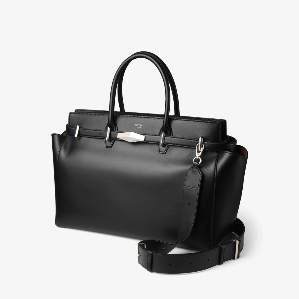 Diamond Belted Top Handle Medium - Black/Antique Silver