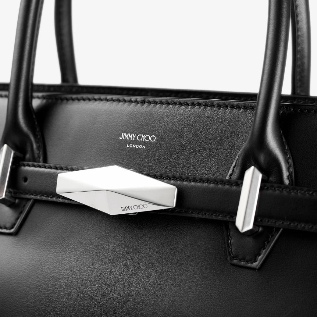 Diamond Belted Top Handle Medium - Black/Antique Silver