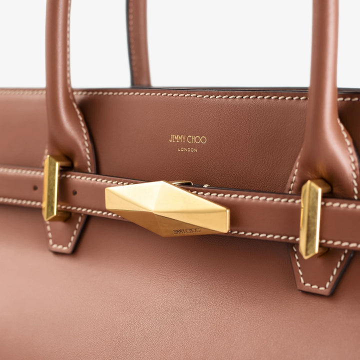 Diamond Belted Top Handle Medium - Tan/Ecru/Gold