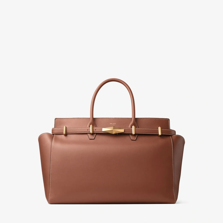 Diamond Belted Top Handle Medium - Tan/Ecru/Gold