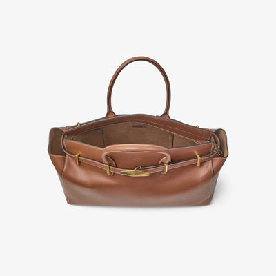 Diamond Belted Top Handle Medium - Tan/Ecru/Gold