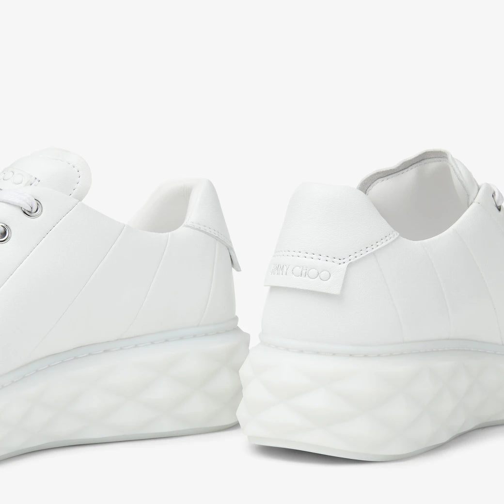 Diamond Light Maxi/F Low-Top Trainers with Platform Sole - White Nappa Leather