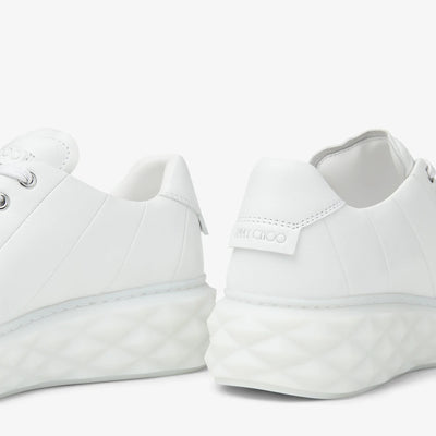 Diamond Light Maxi/F Low-Top Trainers with Platform Sole - White Nappa Leather