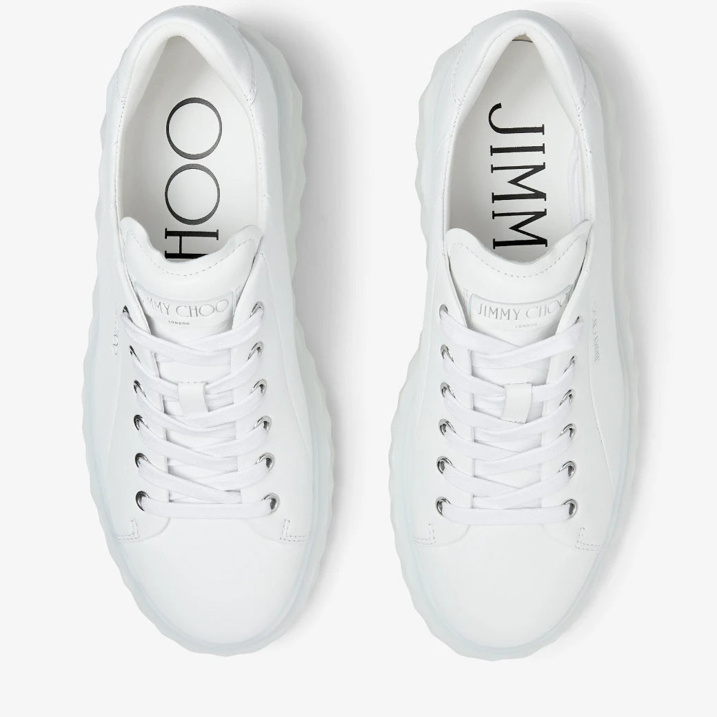 Diamond Light Maxi/F Low-Top Trainers with Platform Sole - White Nappa Leather