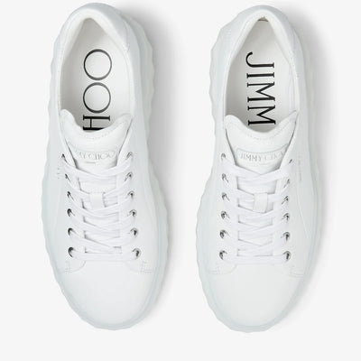 Diamond Light Maxi/F Low-Top Trainers with Platform Sole - White Nappa Leather