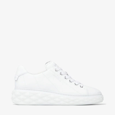 Diamond Light Maxi/F Low-Top Trainers with Platform Sole - White Nappa Leather