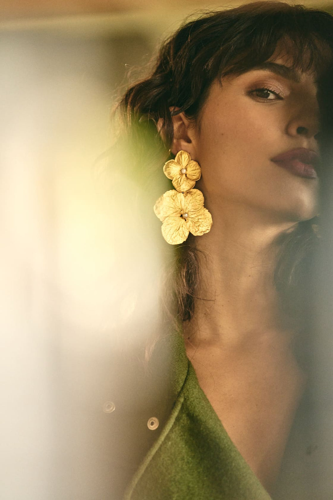 Double Hydrangea & Pearl Convertible Earrings
