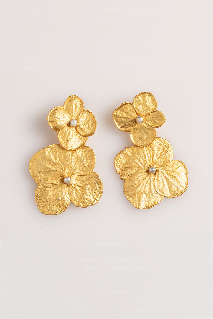 Double Hydrangea & Pearl Convertible Earrings